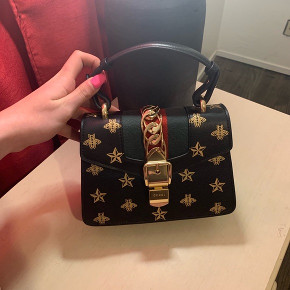Gucci Handbags - Gucci Sylvie Bee Star Mini Leather Bag
